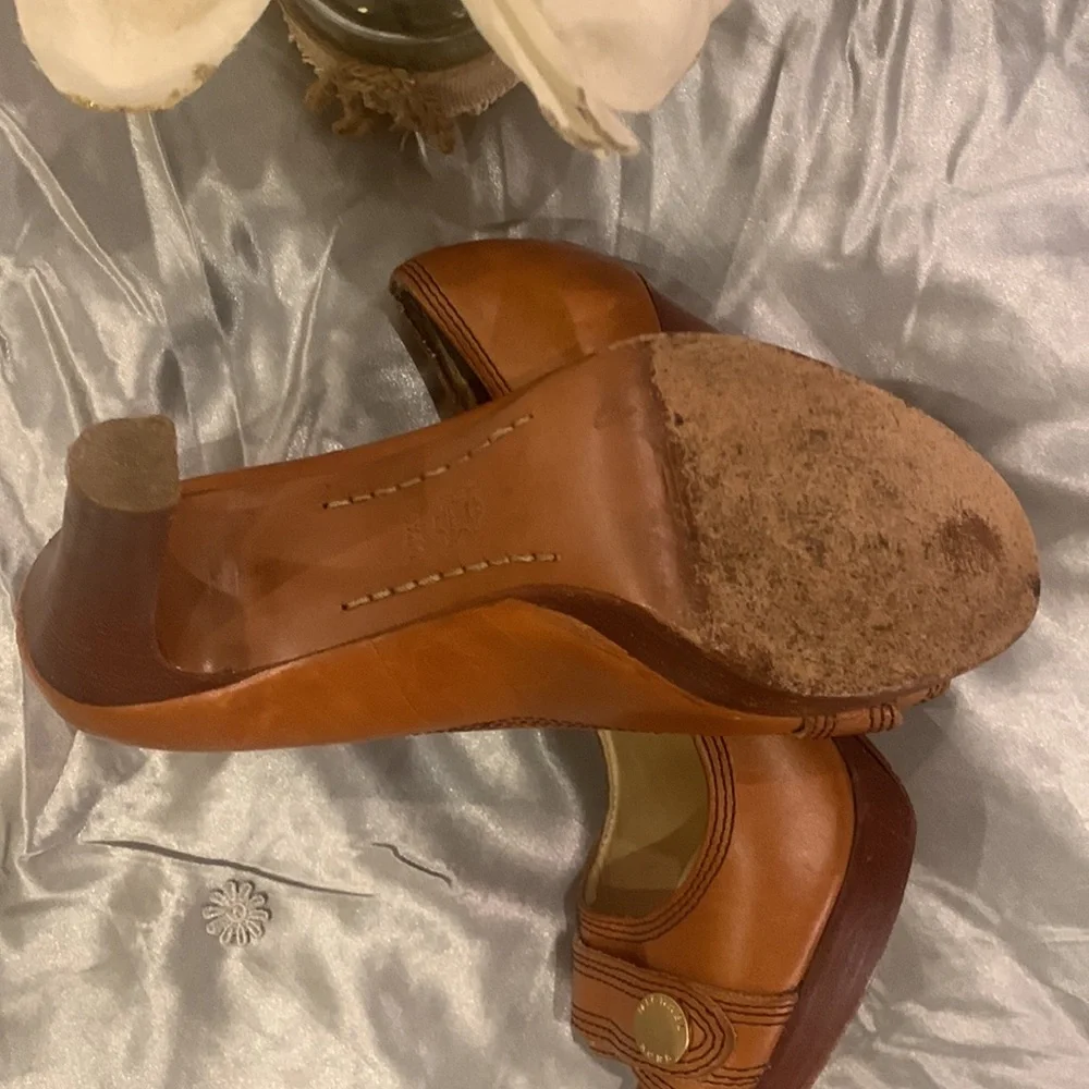 🌹Vintage Michael Micheal Kors • Brown Leather Platform Peep Toe Heels